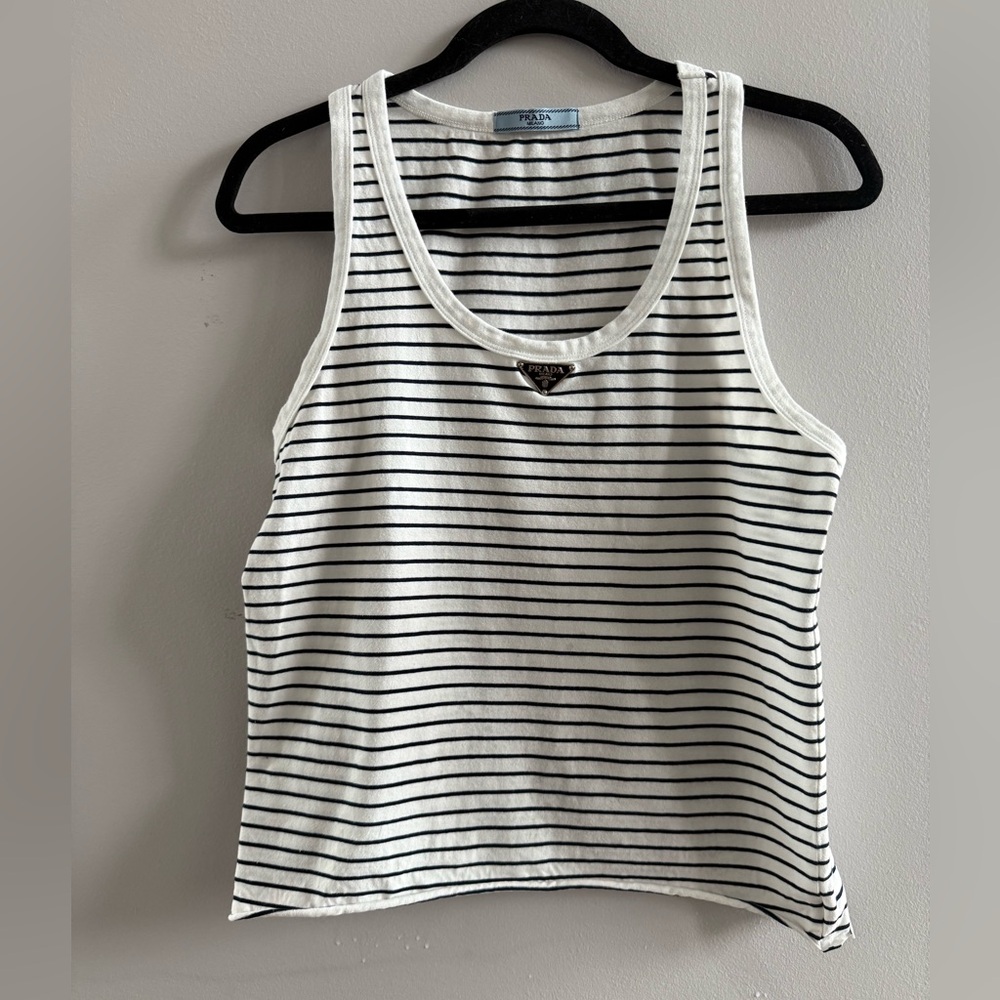 Prada Black and‎ White Striped Tank Top